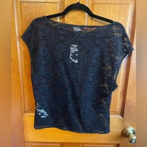 NWT Abercrombie & Fitch Black Floral Lace Blouse